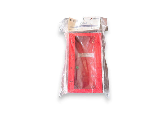 Red 4 Gang Infinity Back Box IGB4R fire alarm component in plastic packaging