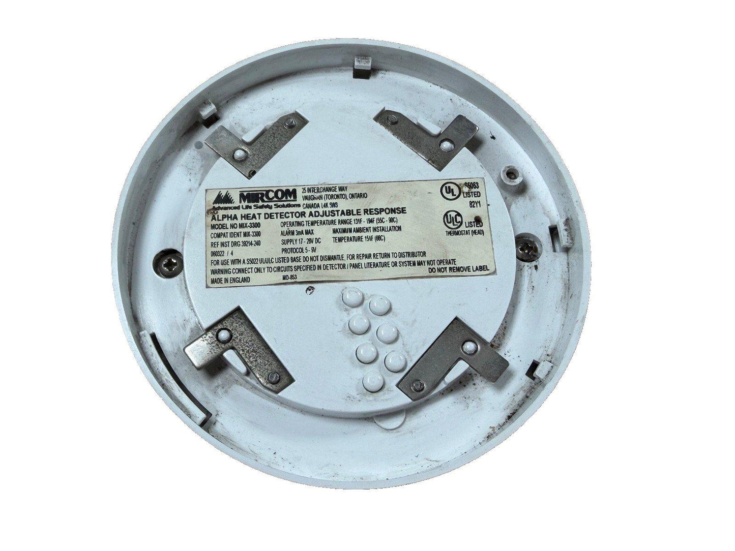 Mircom MIX-3300 Fire Alarm Alpha Heat Detector Adjustable Response