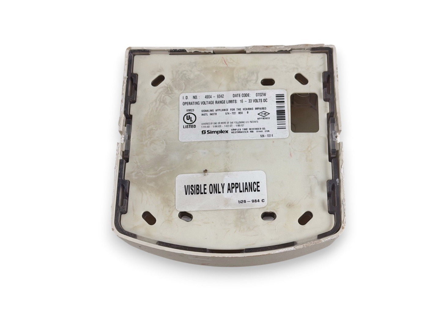 Simplex 4904-9342 Fire Alarm Strobe Wall White (SmartSync)