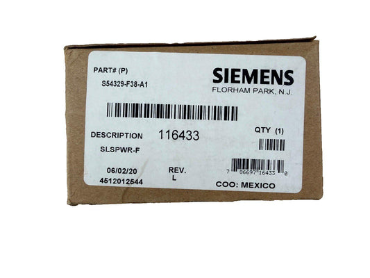 Siemens fire alarm part S54329-F38-A1 SLSPWR-F in original packaging, new surplus equipment