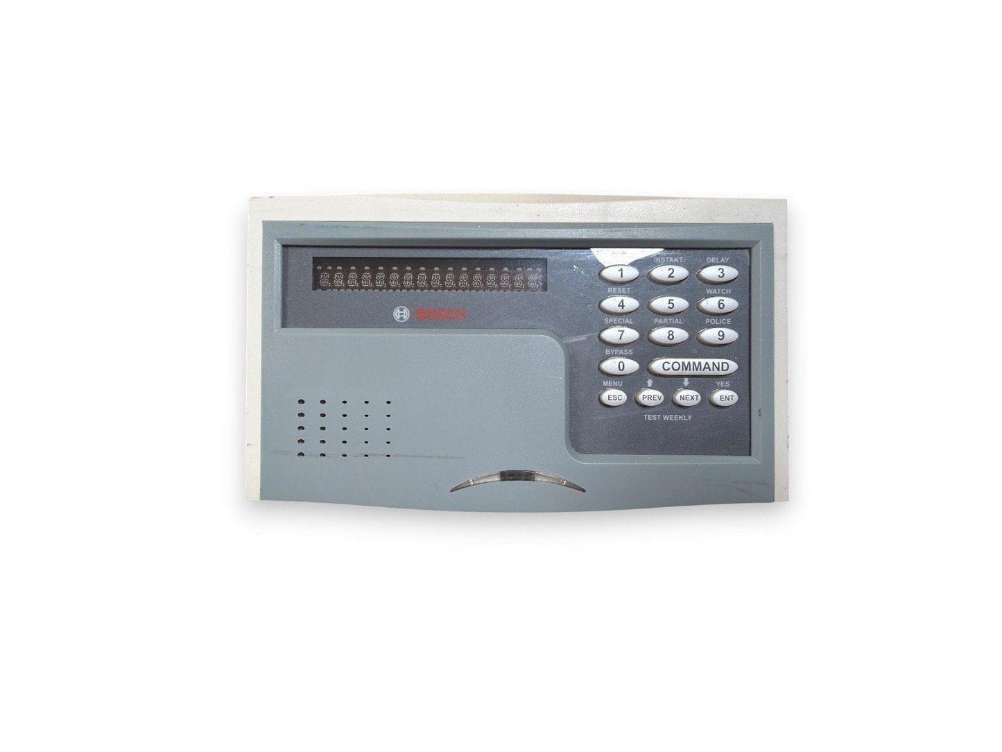 Bosch fire alarm control panel with keypad and status display for commercial security systems