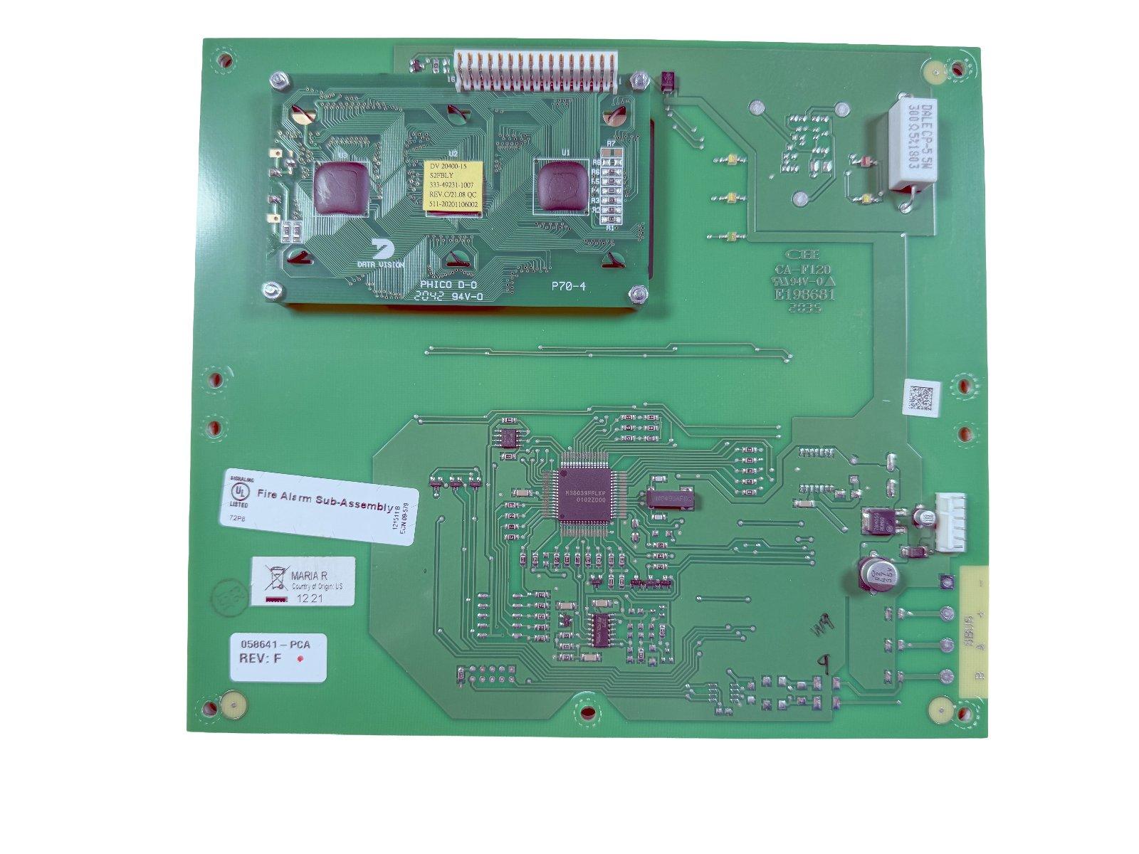 Fire alarm control panel circuit board with UL listed sub-assembly and PCA components