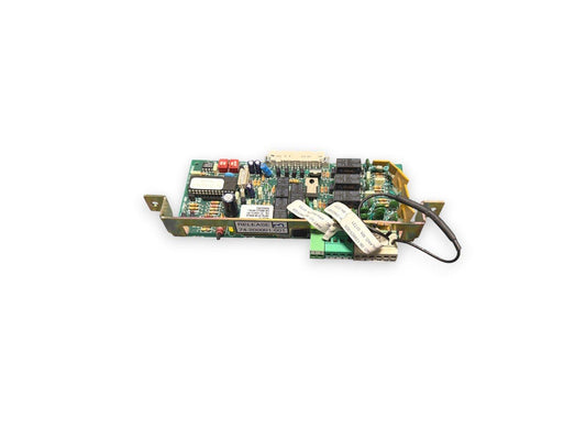 Fire alarm control module with circuit board, relays, and wiring terminals for fire safety systems