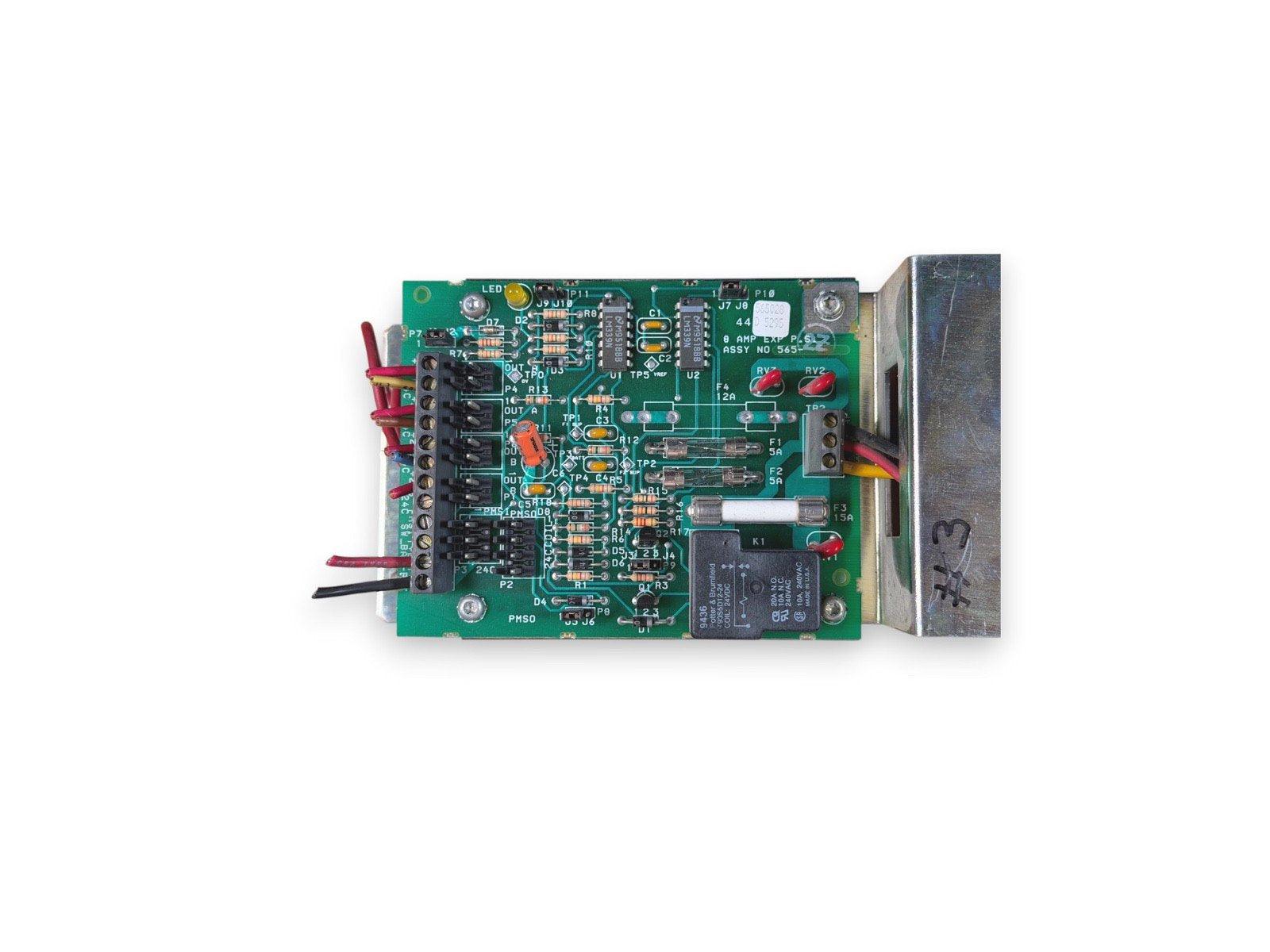 Fire alarm control module circuit board with connectors and components for fire safety systems