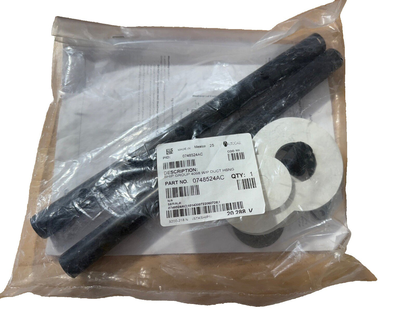 Autocall 0748524AC Parts for A4098-9845 Duct Housing (NEW IN BOX)