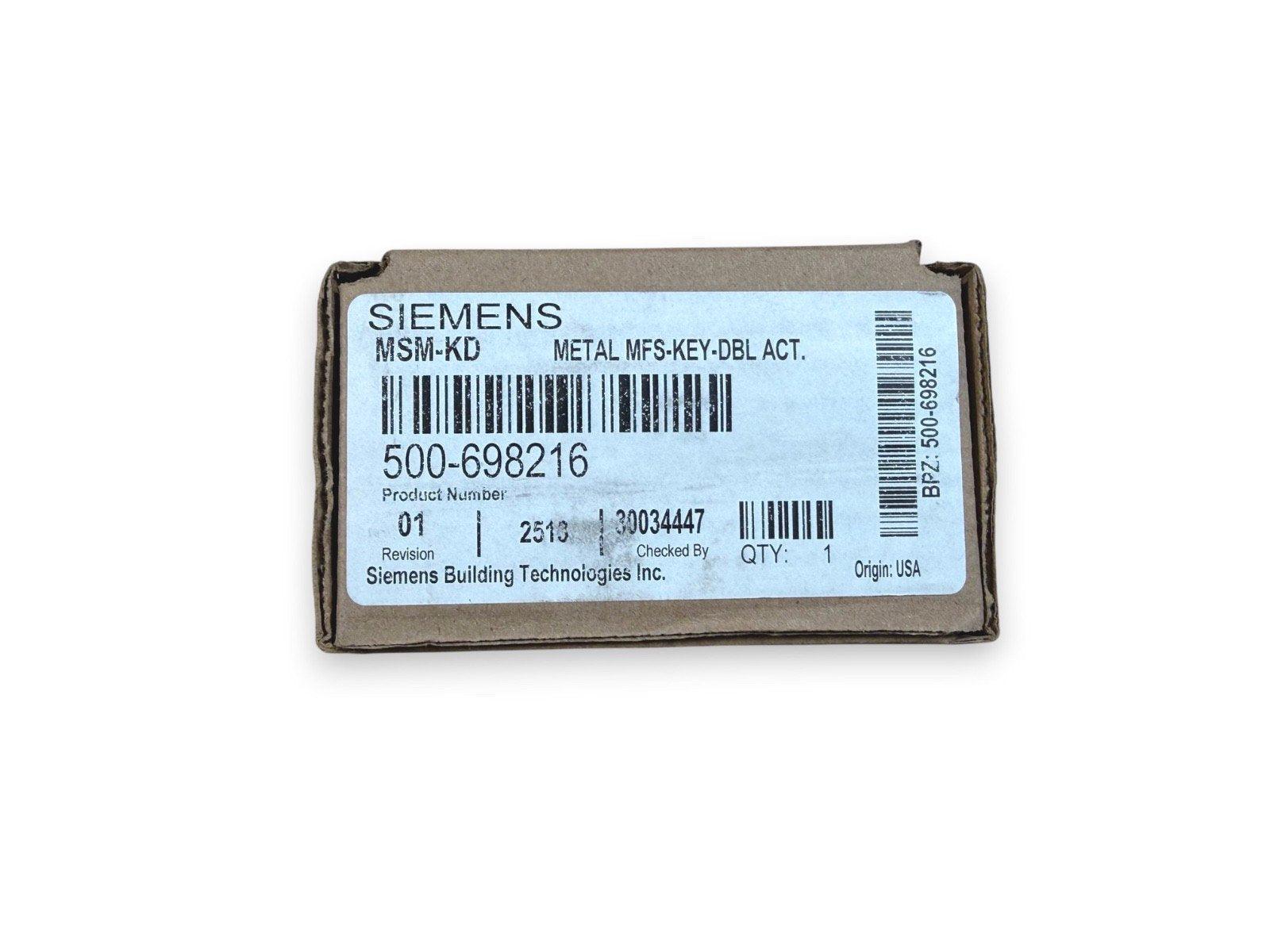 Siemens fire alarm key switch MSM-KD 500-698216, metal double action, USA origin, new surplus equipment