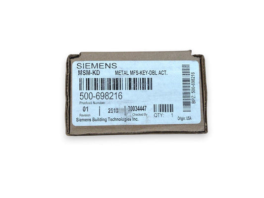 Siemens fire alarm key switch MSM-KD 500-698216, metal double action, USA origin, new surplus equipment