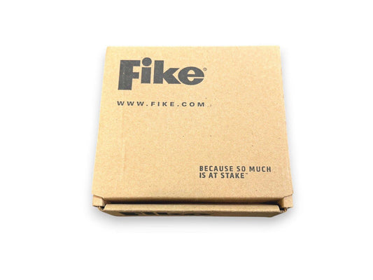 Fike fire alarm equipment packaging box with brand logo and slogan