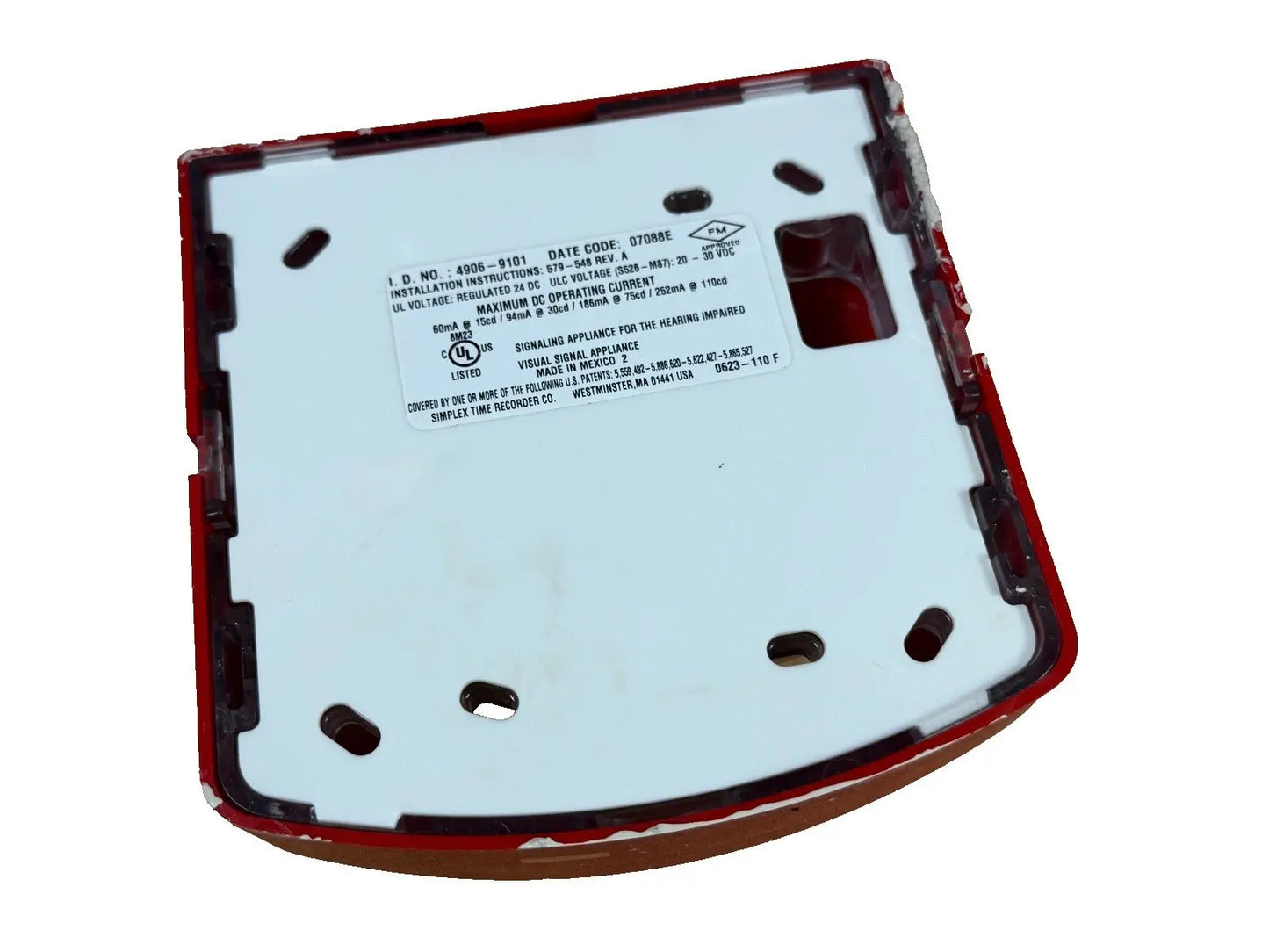 Simplex 4906-9101 Fire Alarm Strobe Wall Red (SmartSync) Simplex