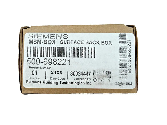 Siemens MSM-BOX 500-698221 Fire Alarm Surface Back Box (NEW IN BOX) Siemens