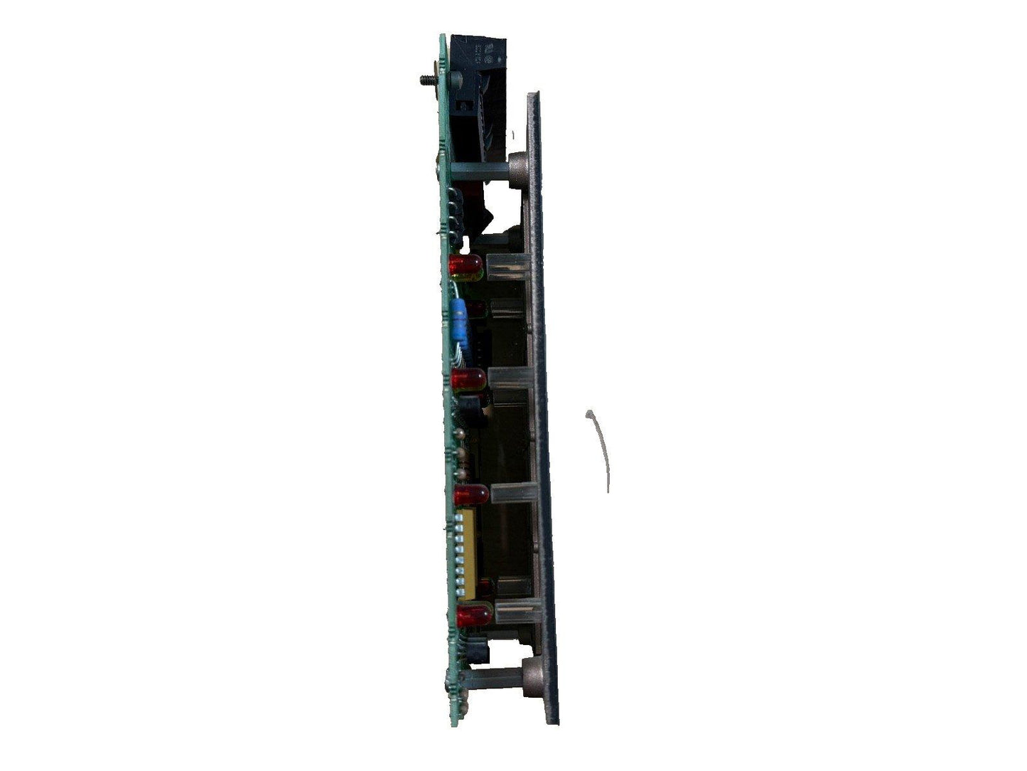 Fire alarm control panel circuit board with red LEDs and connectors for fire safety systems