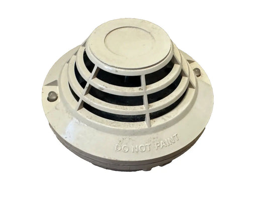 Round white EST Edwards 5551F fire alarm heat detector with ventilation grilles and a "DO NOT PAINT" warning.