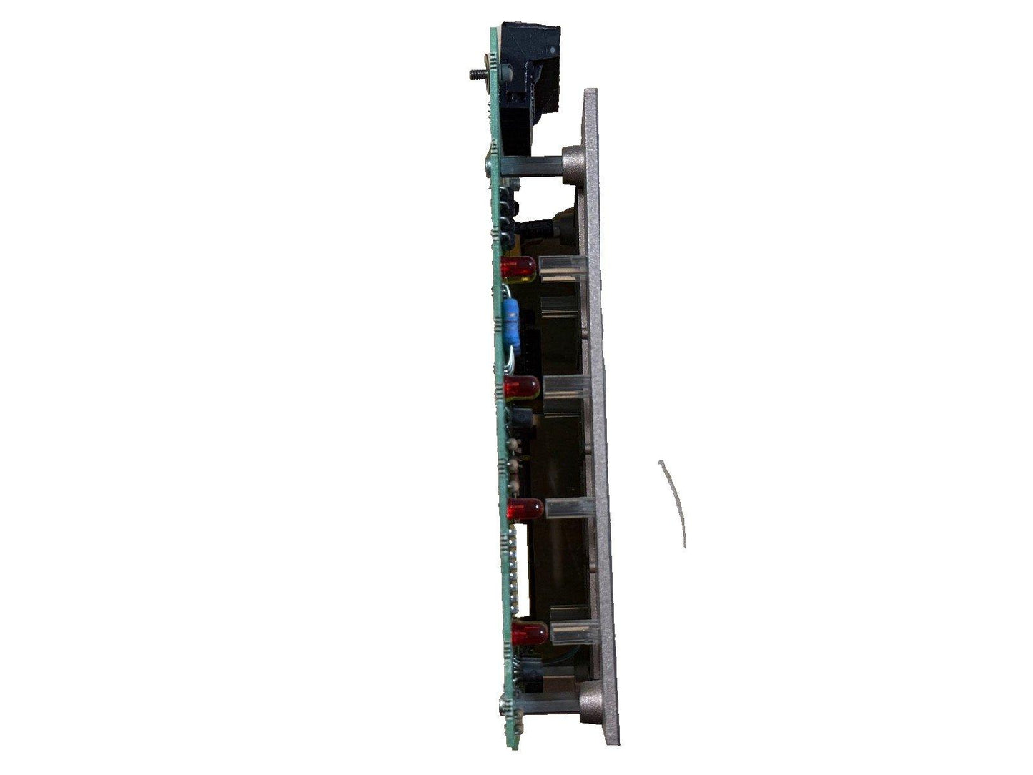 Fire alarm control panel circuit board with red LEDs and connectors for fire safety systems