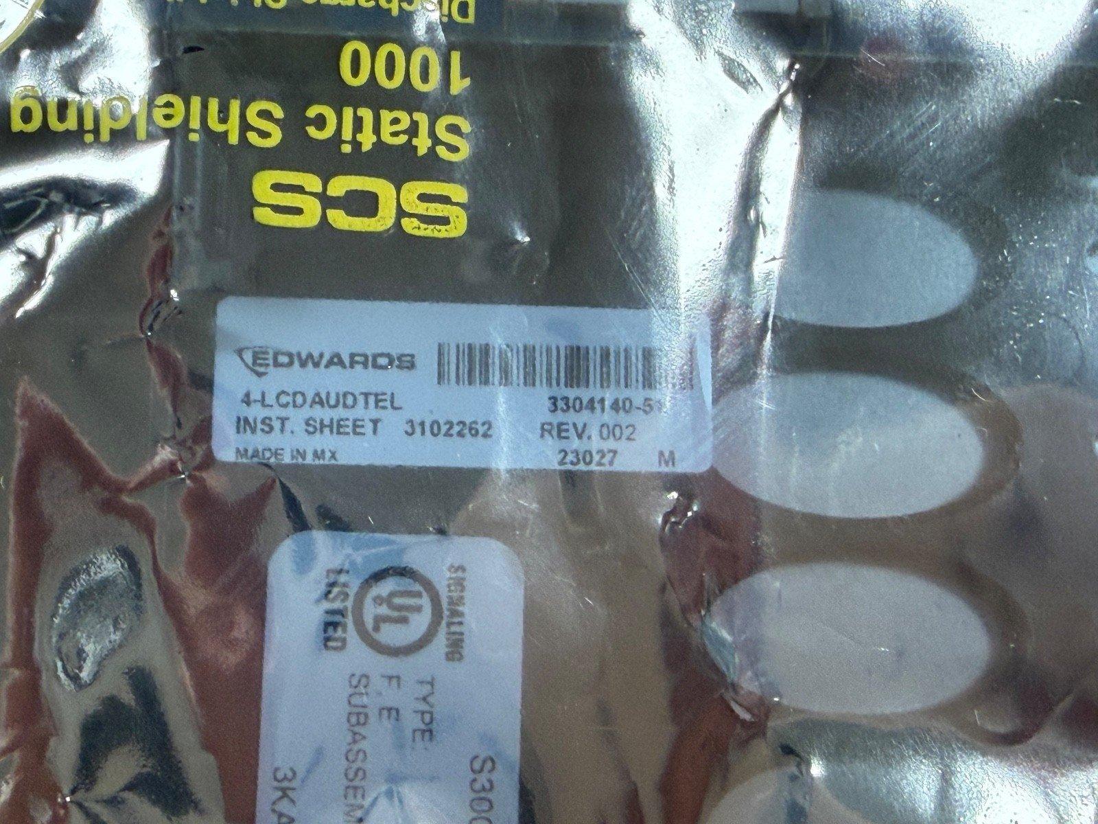 Edwards 4-LCDAUDTEL fire alarm subassembly in static shielding bag, UL listed, made in MX