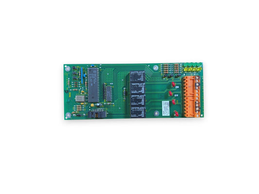 Fire alarm control panel circuit board with Zettler relays and terminal connectors