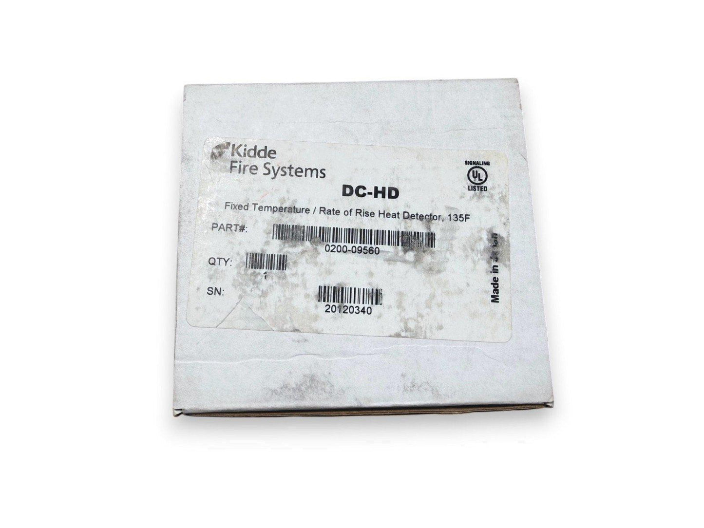 Kidde DC-HD fixed temp/rise heat detector 135F, UL listed fire alarm equipment