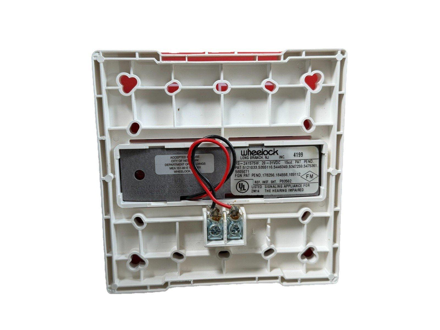 Wheelock 4199 fire alarm strobe with red wiring and UL listing for hearing impaired safety