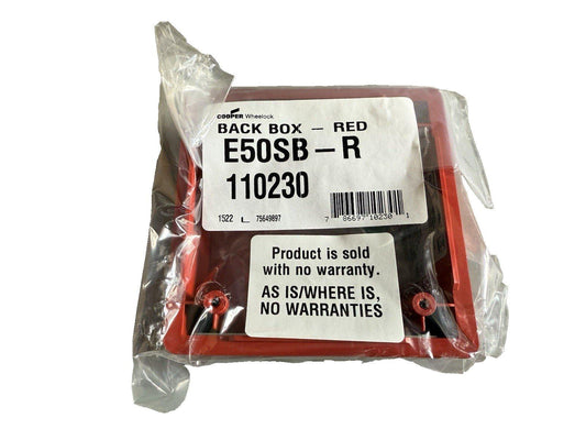 Cooper Wheelock E50SB-R red back box for fire alarm systems, sealed in plastic with no warranty label