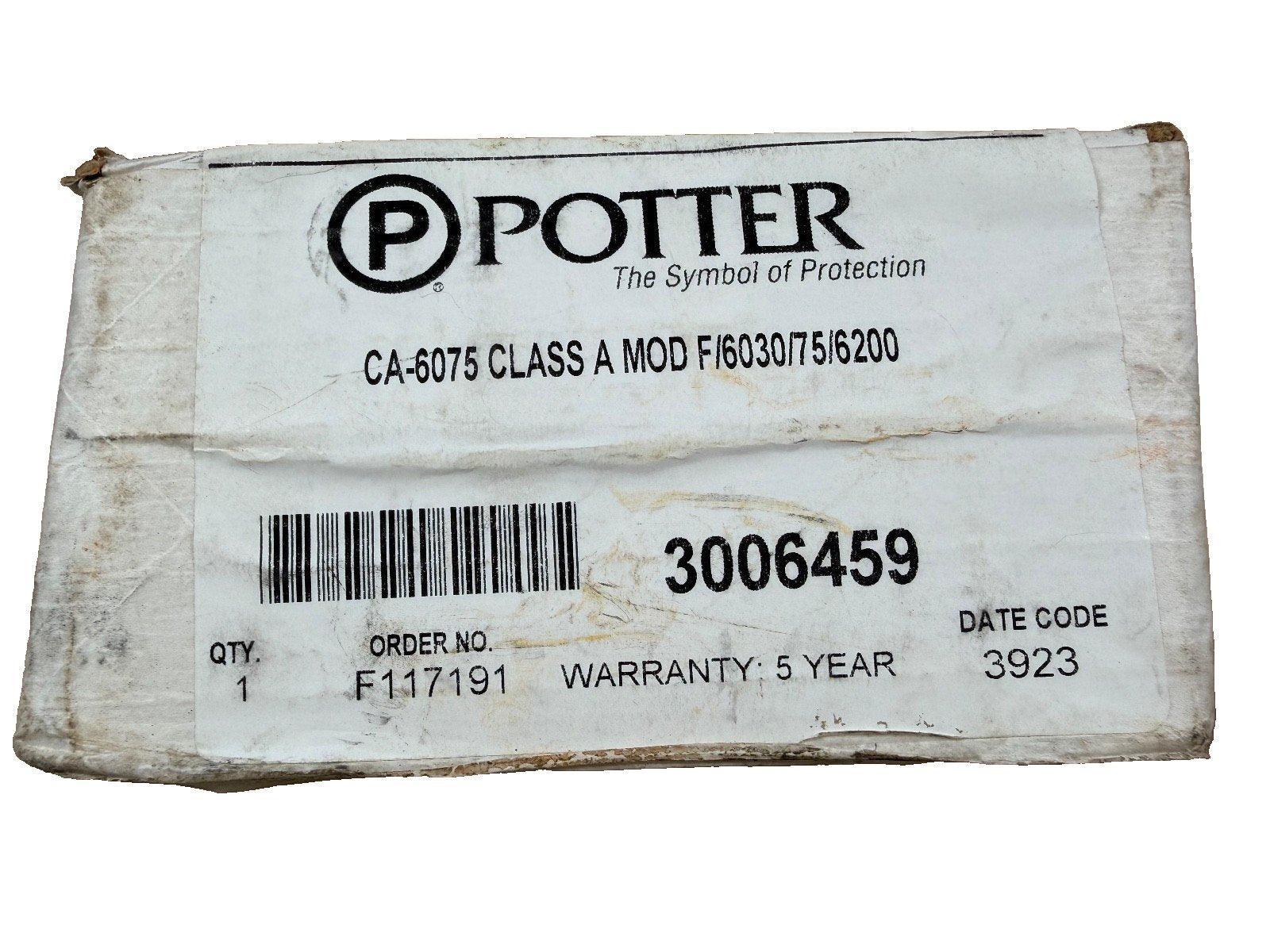 Potter CA-6075 Class A fire alarm module packaging, 5-year warranty, model F/6030/75/6200