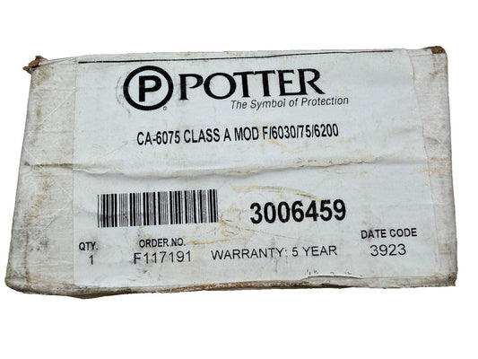 Potter CA-6075 Class A fire alarm module packaging, 5-year warranty, model F/6030/75/6200