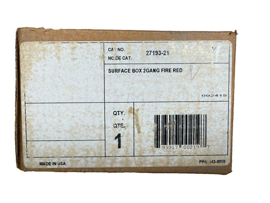 Surface box 2-gang fire red, catalog 27193-21, made in USA, fire alarm equipment