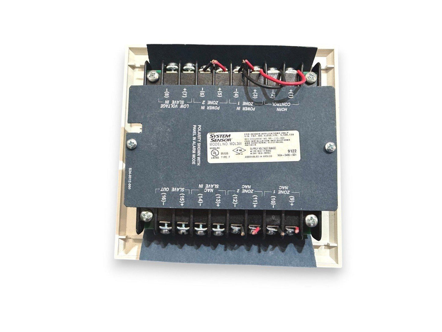 System Sensor MDL3W fire alarm control module with terminal connections and wiring