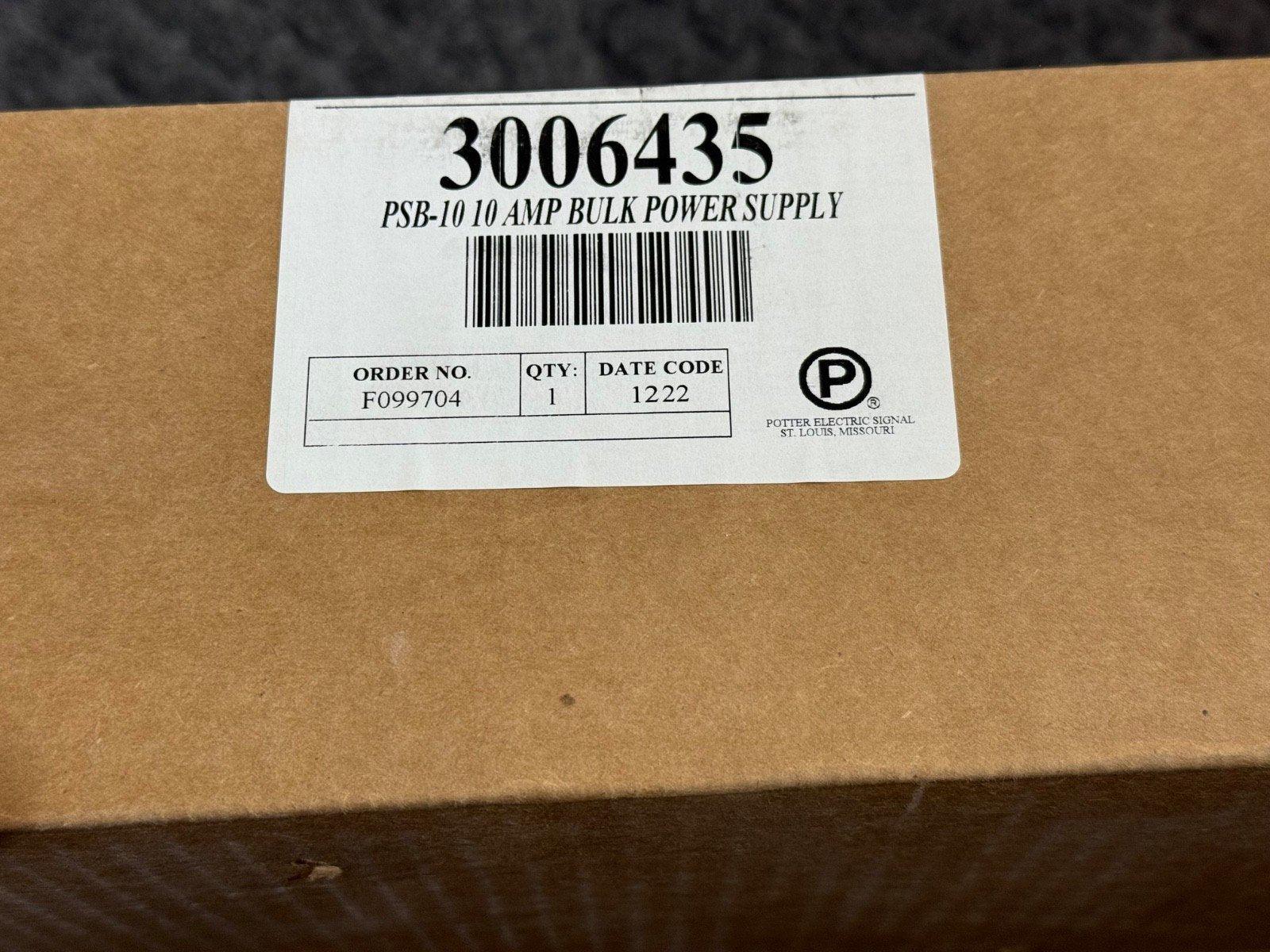 PSB-10 10 Amp Bulk Power Supply for fire alarm systems, model 3006435, Potter Electric Signal