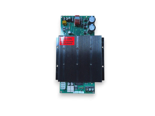 Fire alarm power supply module with heat sink and caution label for high voltage