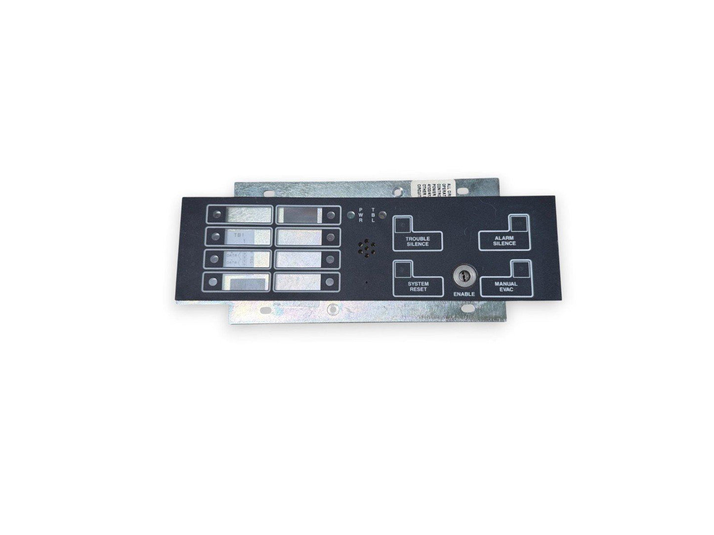 Fire alarm control panel with silence, reset, and manual evac buttons for commercial safety systems
