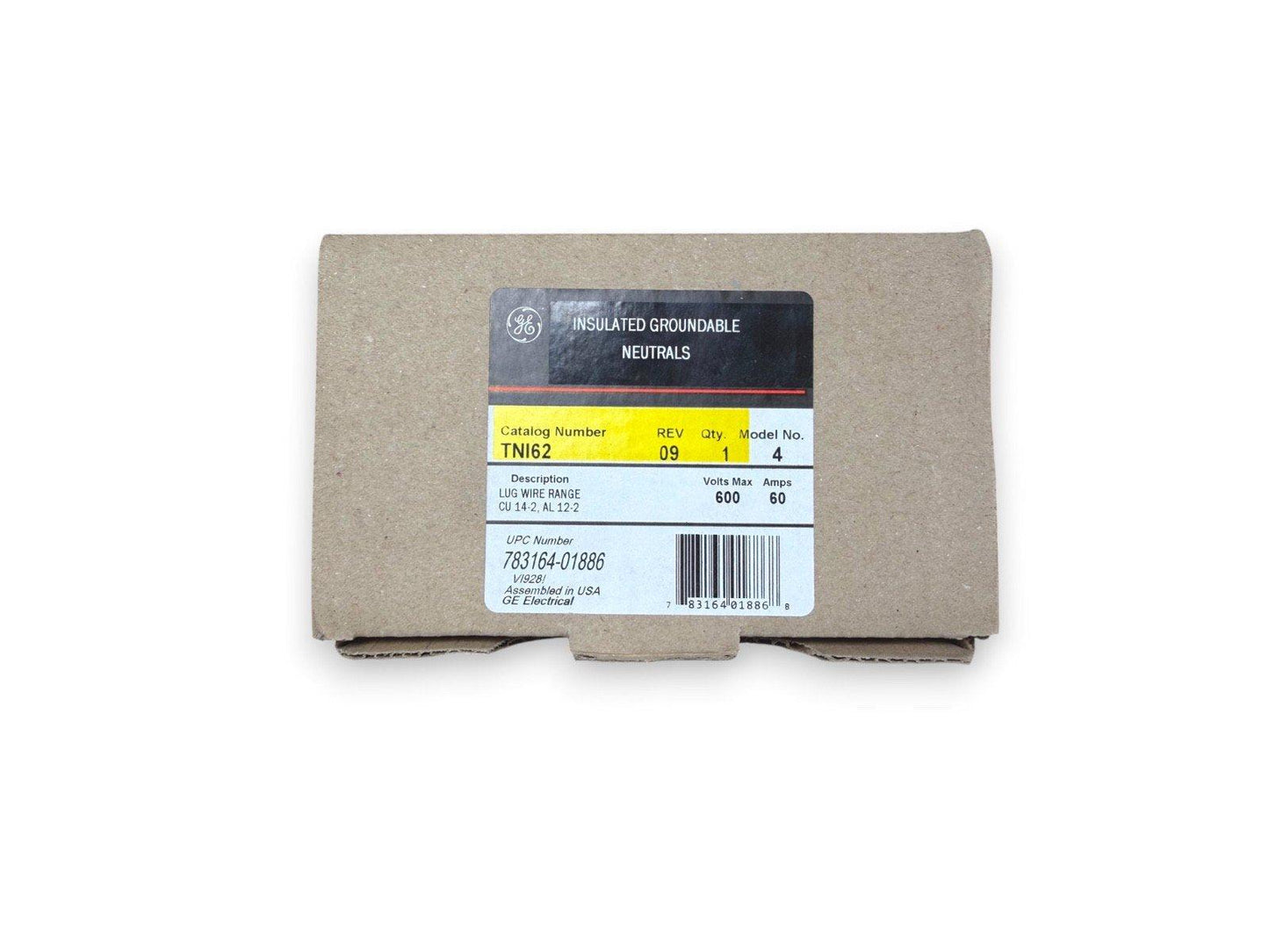 GE TNI62 insulated groundable neutrals for fire alarm systems, 600V 60A, assembled in USA