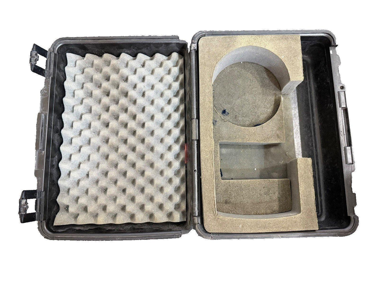 Open protective case with custom foam insert for fire alarm equipment storage