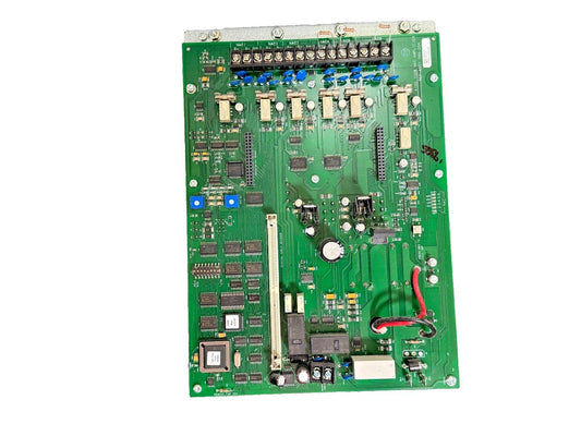 Fire alarm control panel circuit board with NAC outputs and digital audio decoder components