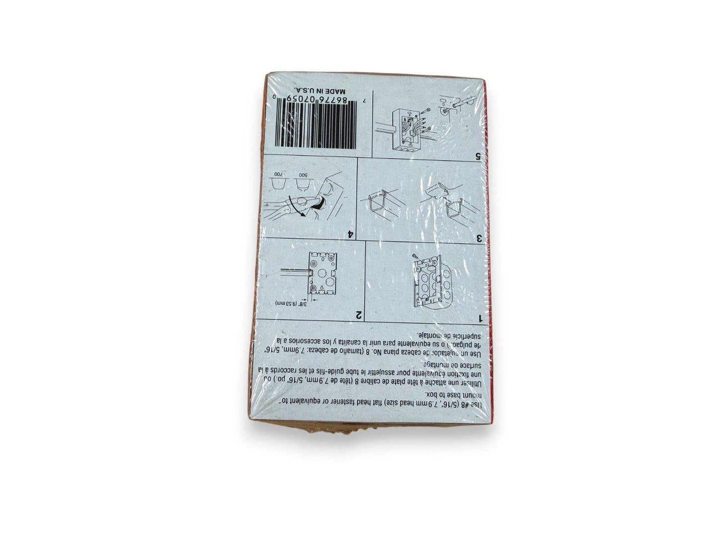 Fire alarm device installation instructions with diagrams, made in USA, for mounting and wiring
