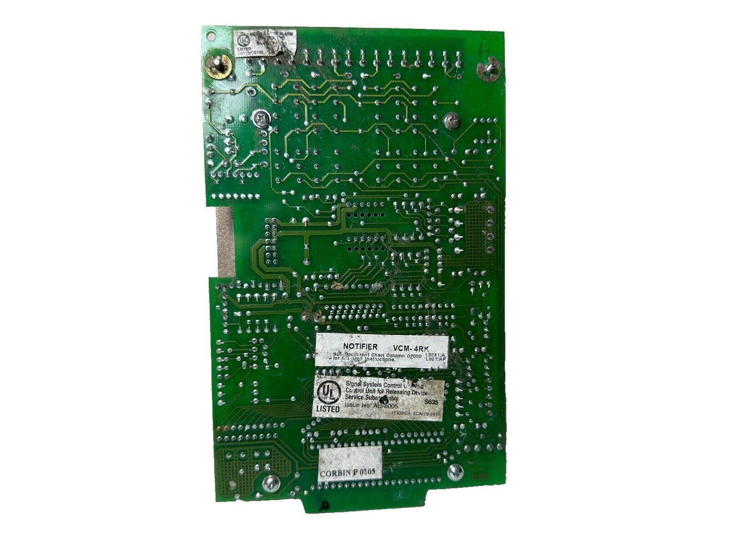 Used fire alarm control panel circuit board, VCM-4RK notifier, UL listed, green PCB with solder points