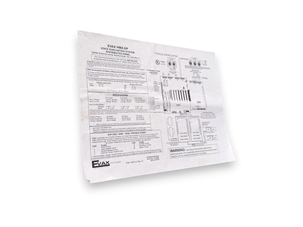EVAX Systems HMX-DP Voice Evacuation System Distributed Panel