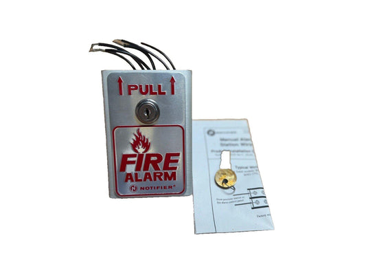 Notifier fire alarm pull station with wiring and instruction sheet, used fire safety equipment