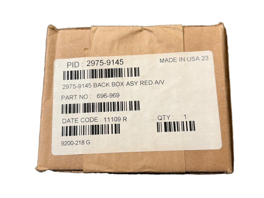Fire alarm back box assembly, part #696-969, PID 2975-9145, made in USA, packaged for shipping