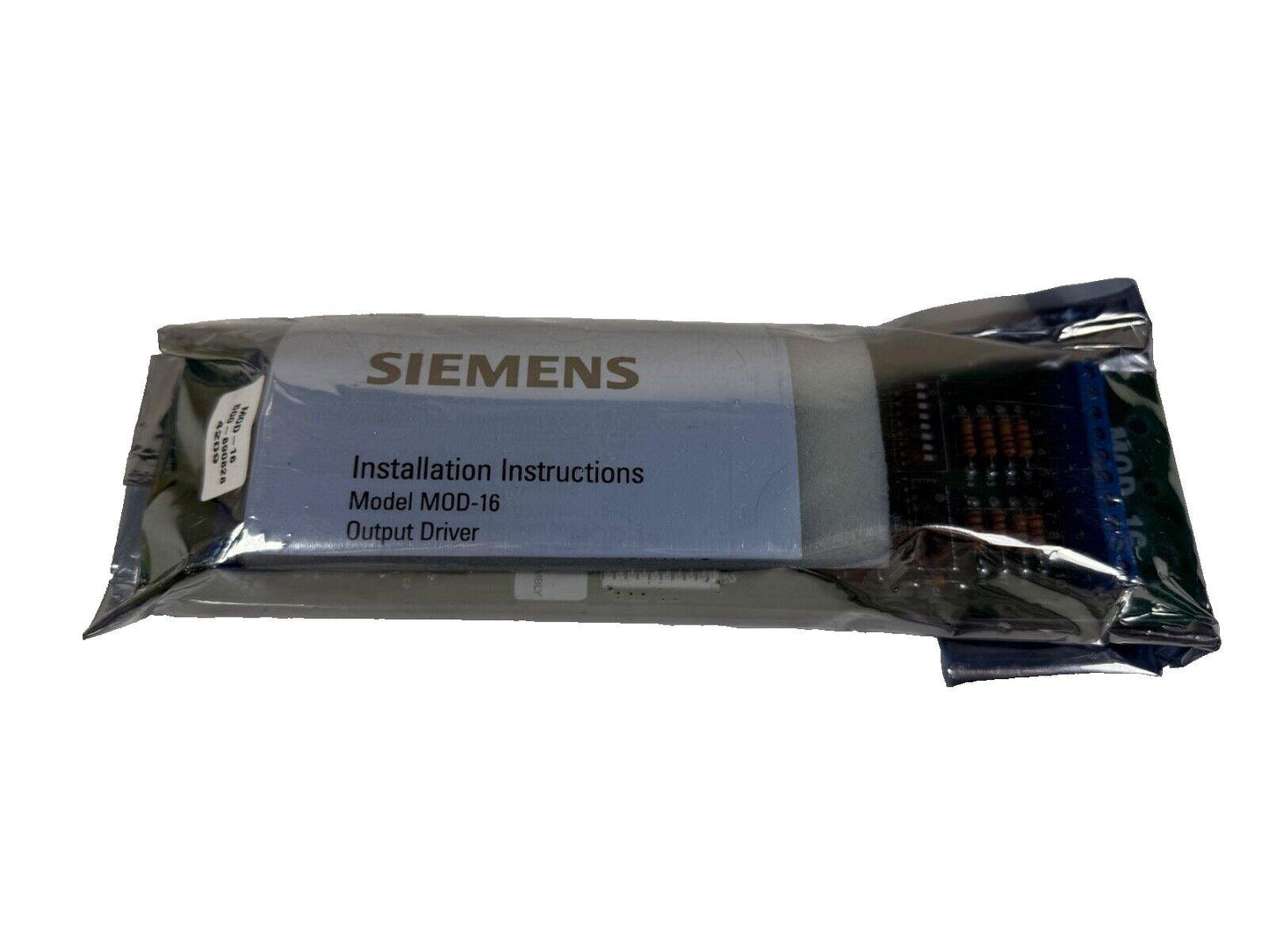 Siemens MOD-16 Output Driver fire alarm module with installation instructions, sealed in anti-static packaging