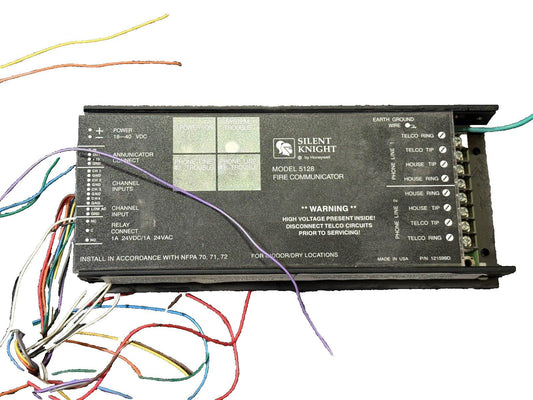 Silent Knight Model 5128 fire alarm communicator with wiring, for indoor use, NFPA compliant