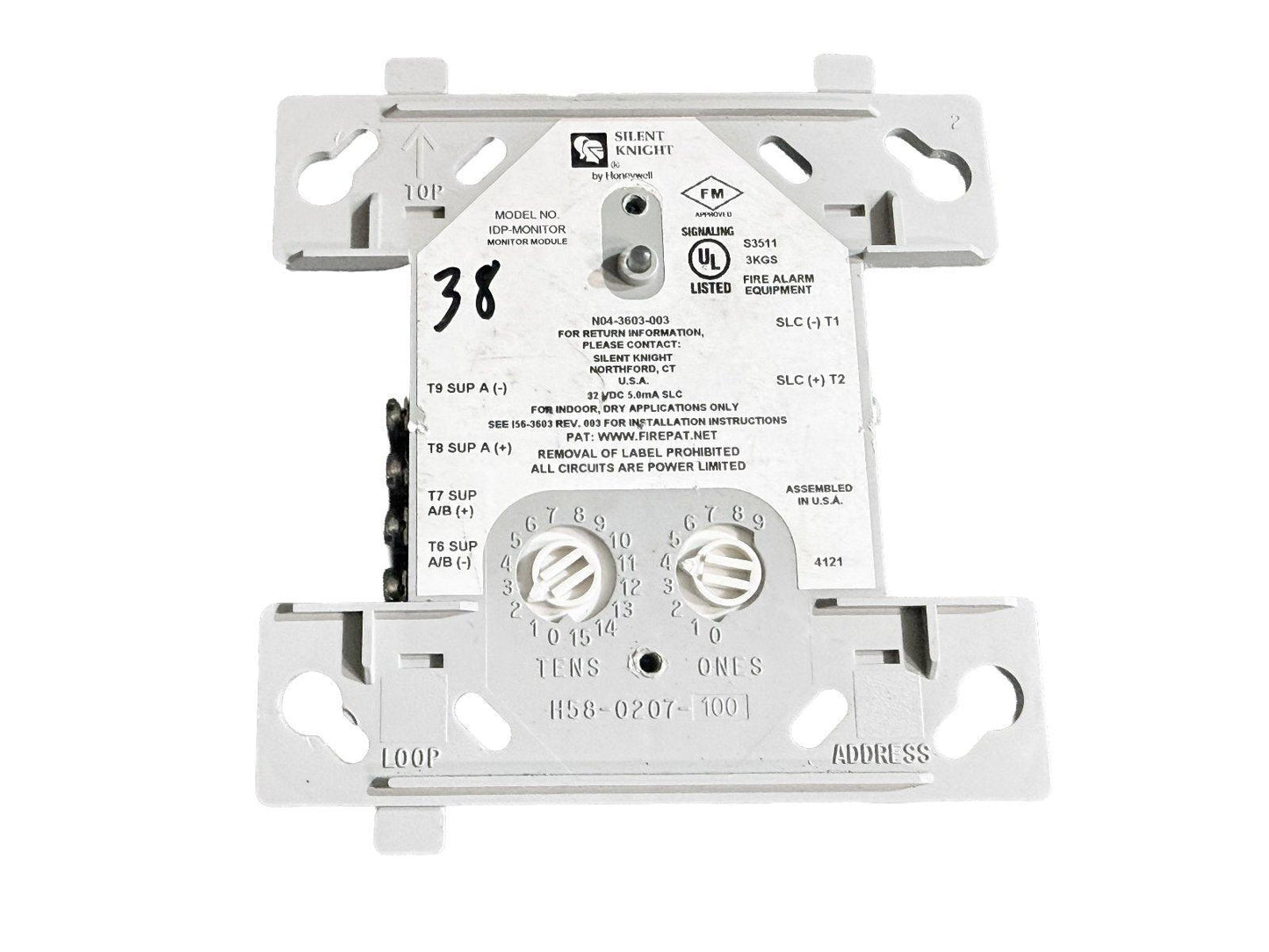 Silent Knight IDP-Monitor Module for fire alarm systems, UL listed, with address dials and wiring terminals