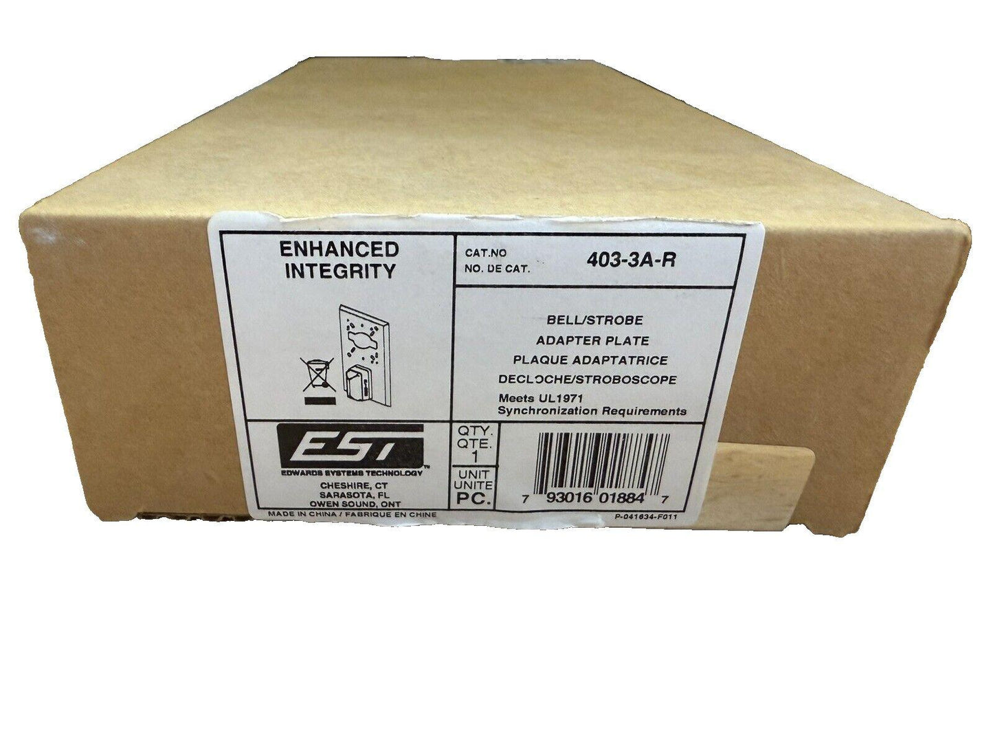 EST Edwards 403-3A-R Fire Alarm Bell Strobe Adapter Plate Wall Red (NEW IN BOX)
