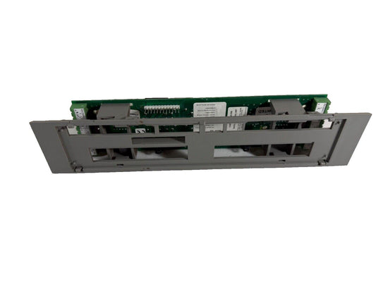 Fire alarm control panel circuit board with terminal blocks and connectors for fire safety systems