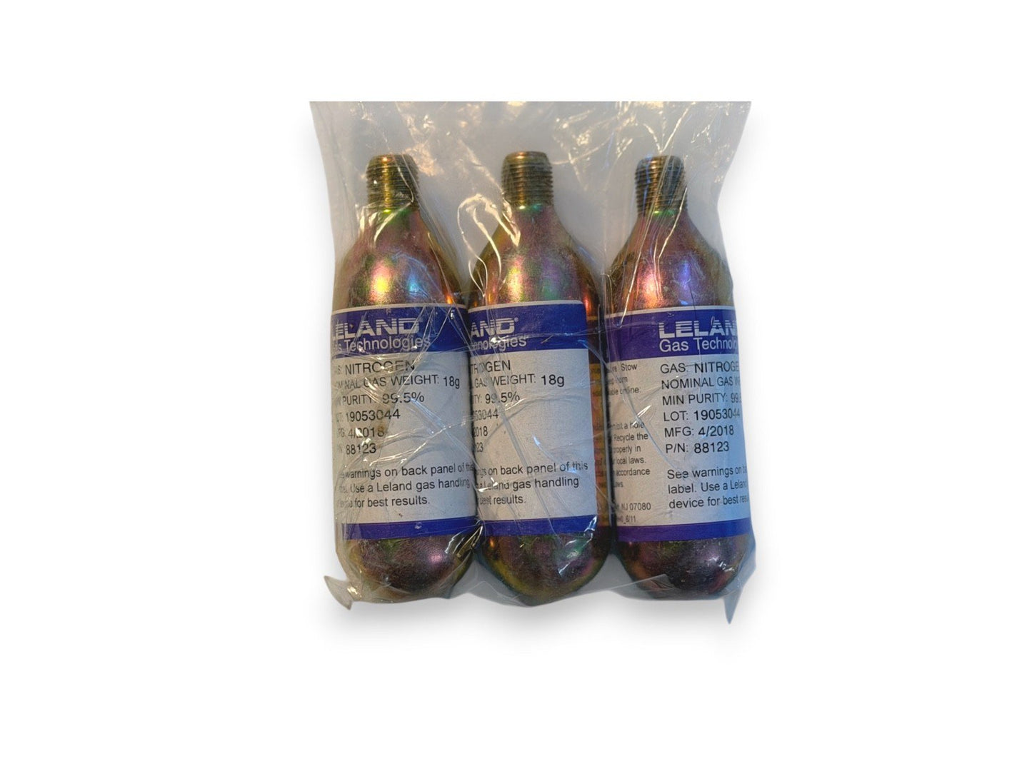 LOT OF 3 Leland Gas Technologies 88123 Cartridge Large Nitrogen N2 95ml NEW