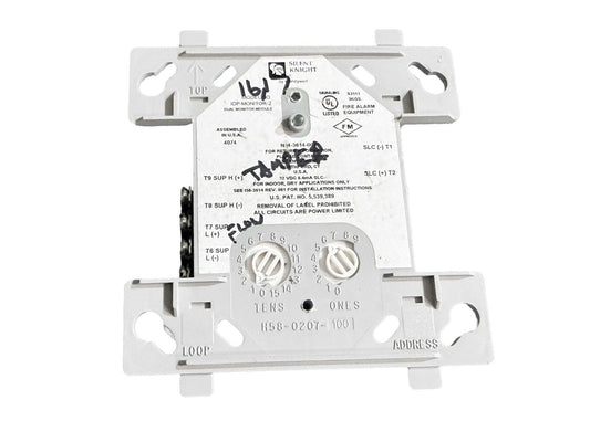 Silent Knight IDP-Monitor-2 dual monitor module for fire alarm systems, UL listed, with address dials and wiring terminals