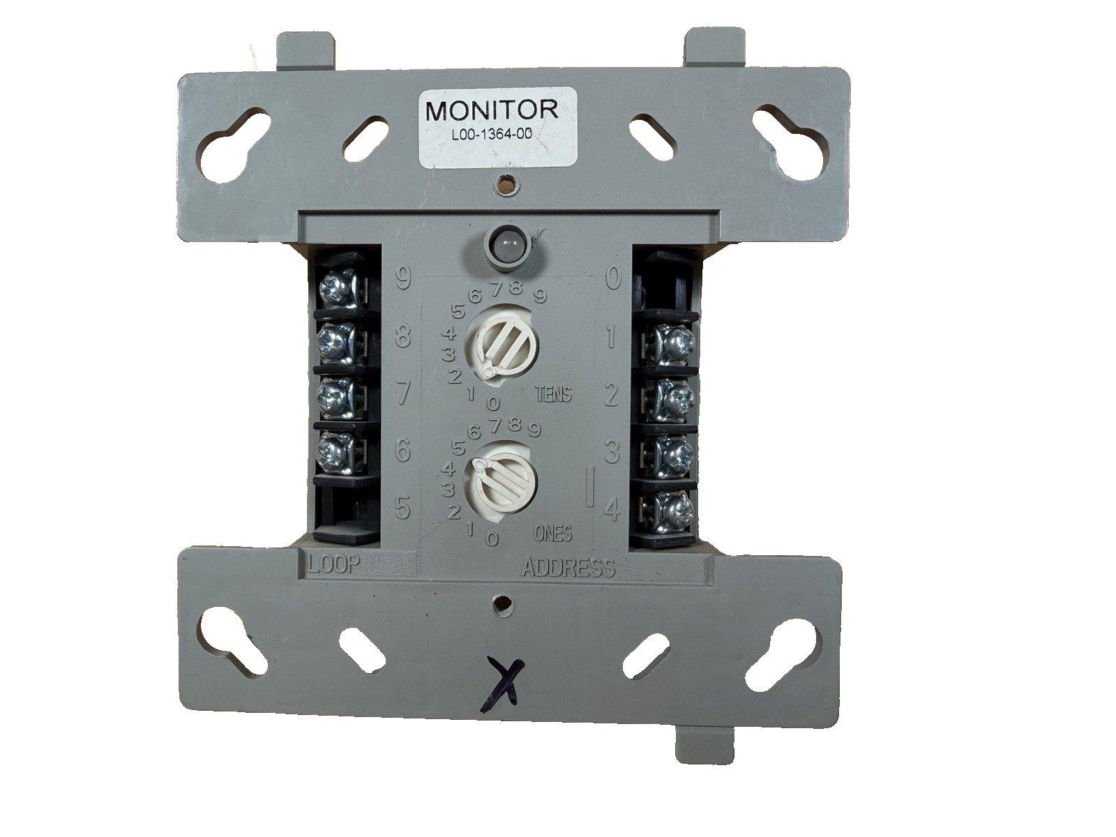 Monitor L00-1364-00 fire alarm module with address dials and terminal connections for fire safety systems