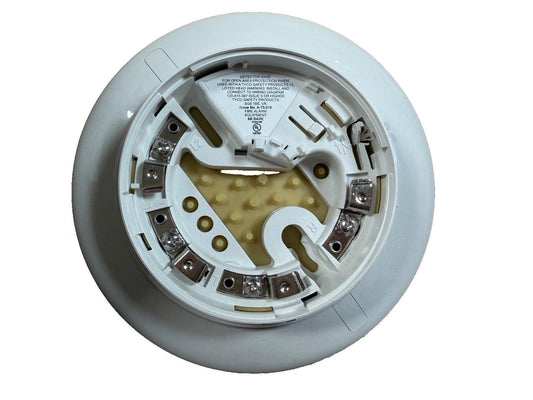 Tyco fire alarm detector base with wiring terminals and UL listing for open area protection