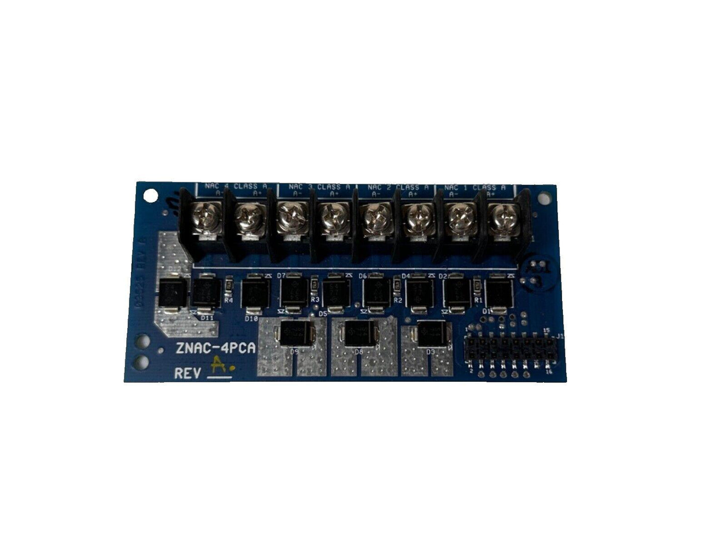ZNAC-4PCA fire alarm control panel circuit board with Class A NAC terminals and connectors