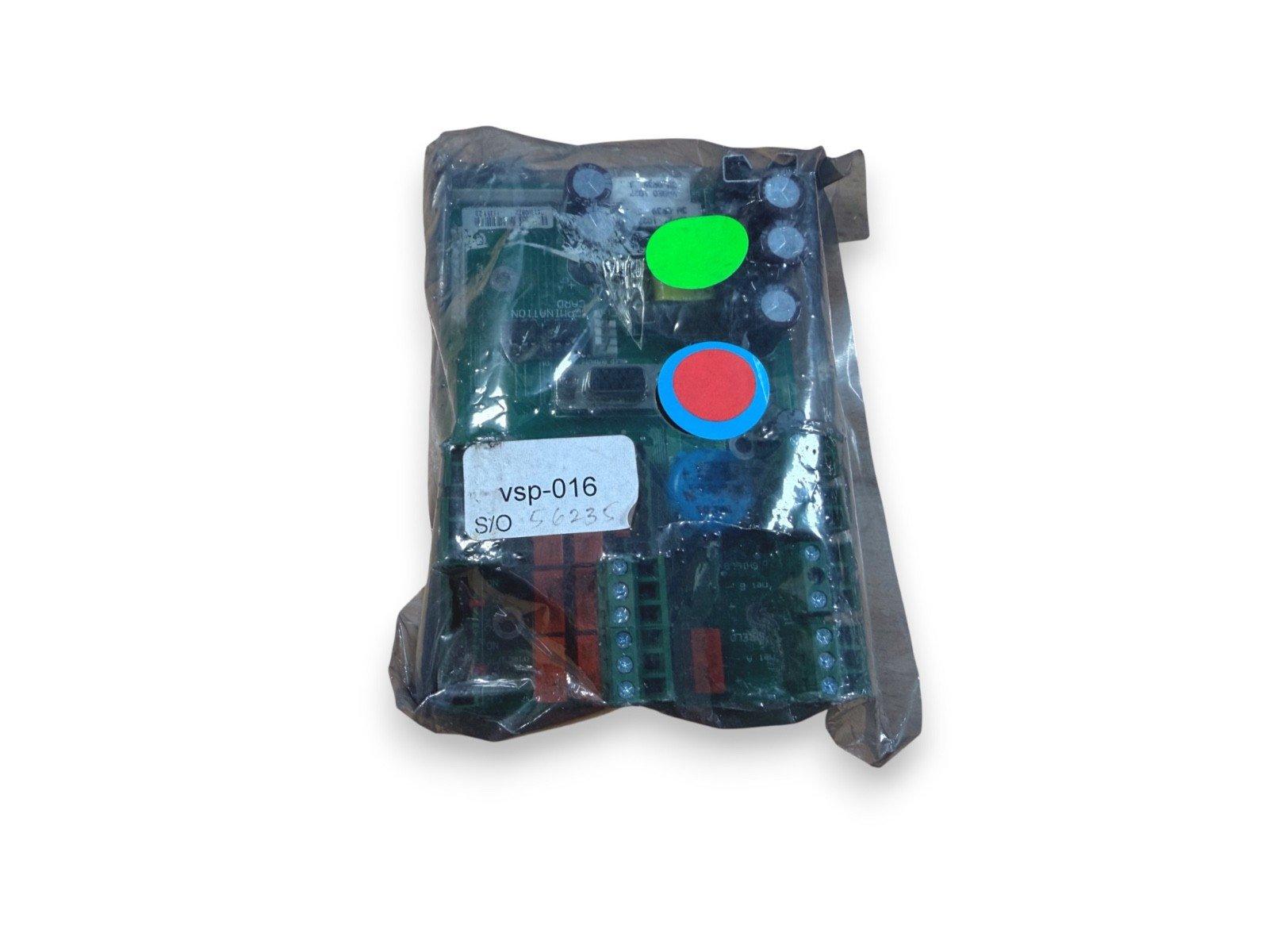 VSP-016 fire alarm control module with green and red buttons, sealed in plastic packaging
