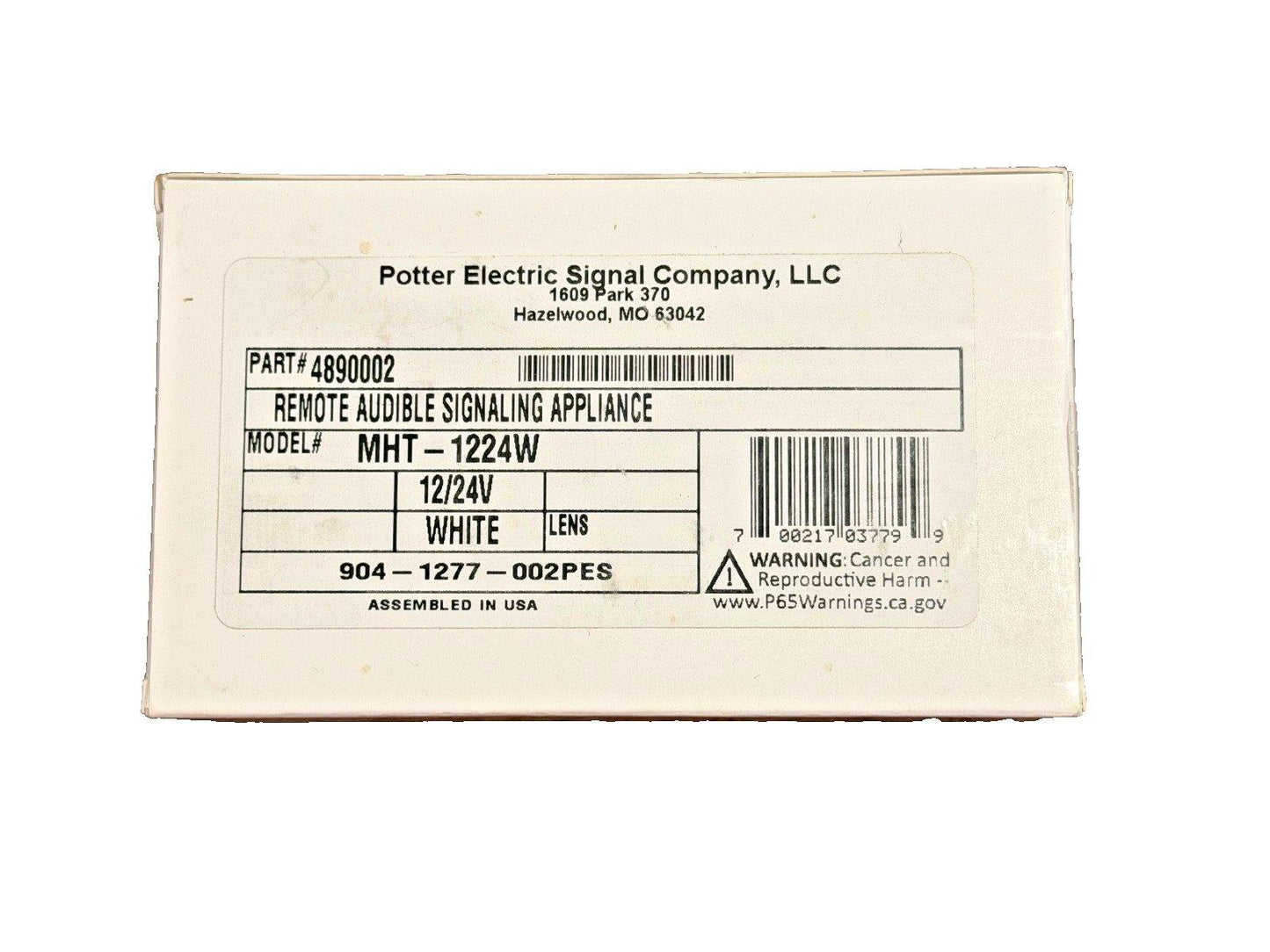 Potter MHT-1224W Fire Alarm Mini Horn White Gentex GX91-W (NEW IN BOX)