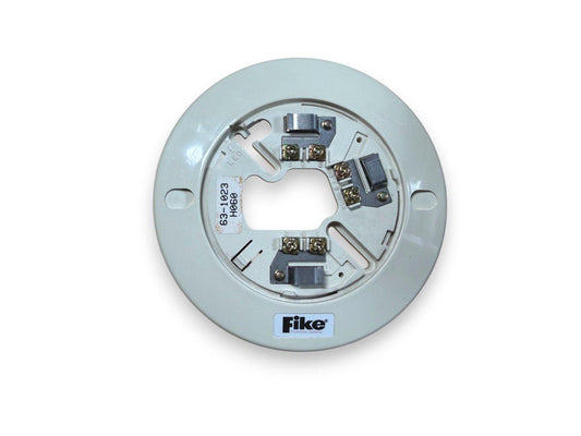 Fike fire alarm base with terminal connections and model label, used in commercial fire safety systems